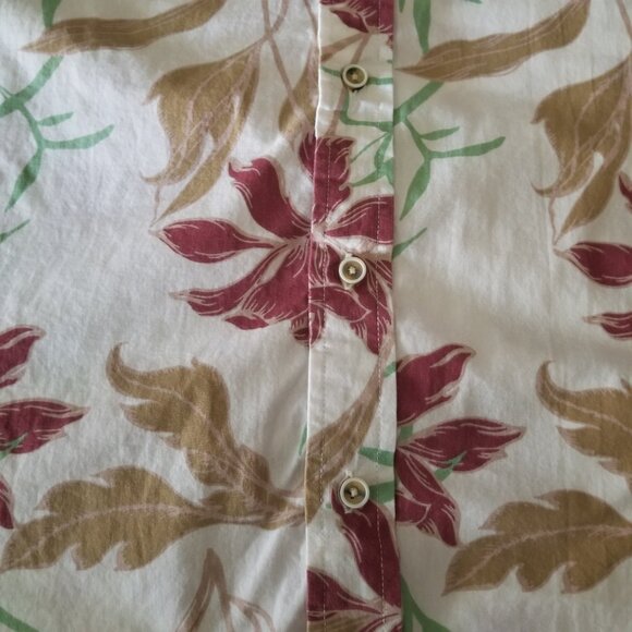 VSTR Men's XXL Off White Cotton Floral Hawaiian Short Sleeved Button Up Shirt - Picture 8 of 16